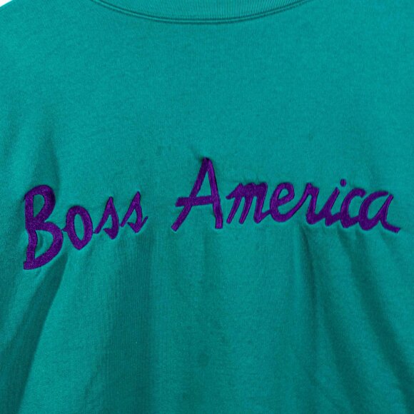 Boss American Script Spell Out Sweatshirt XL VTG 90s Streetwear Hip Hop Skater - Picture 3 of 16